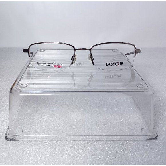 EasyClip Polarized Clip-on 1/2 Rim Eyeglasses Iridescent Bronze Silver 52-19-140 - Picture 2 of 15